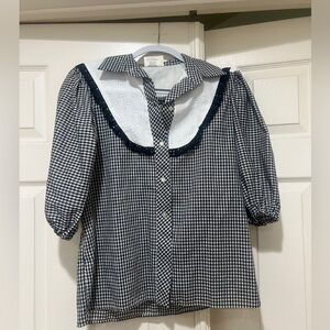 80s Jeri‎ Bee Rockabilly Square DanceBlack White Gingham blouse medium